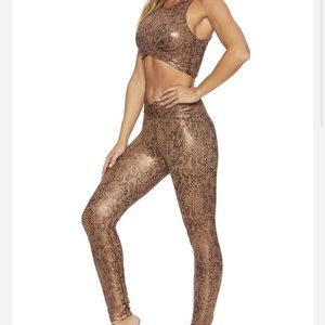 Beach Riot Snakeskin Shine Crop + Legging Set, S
